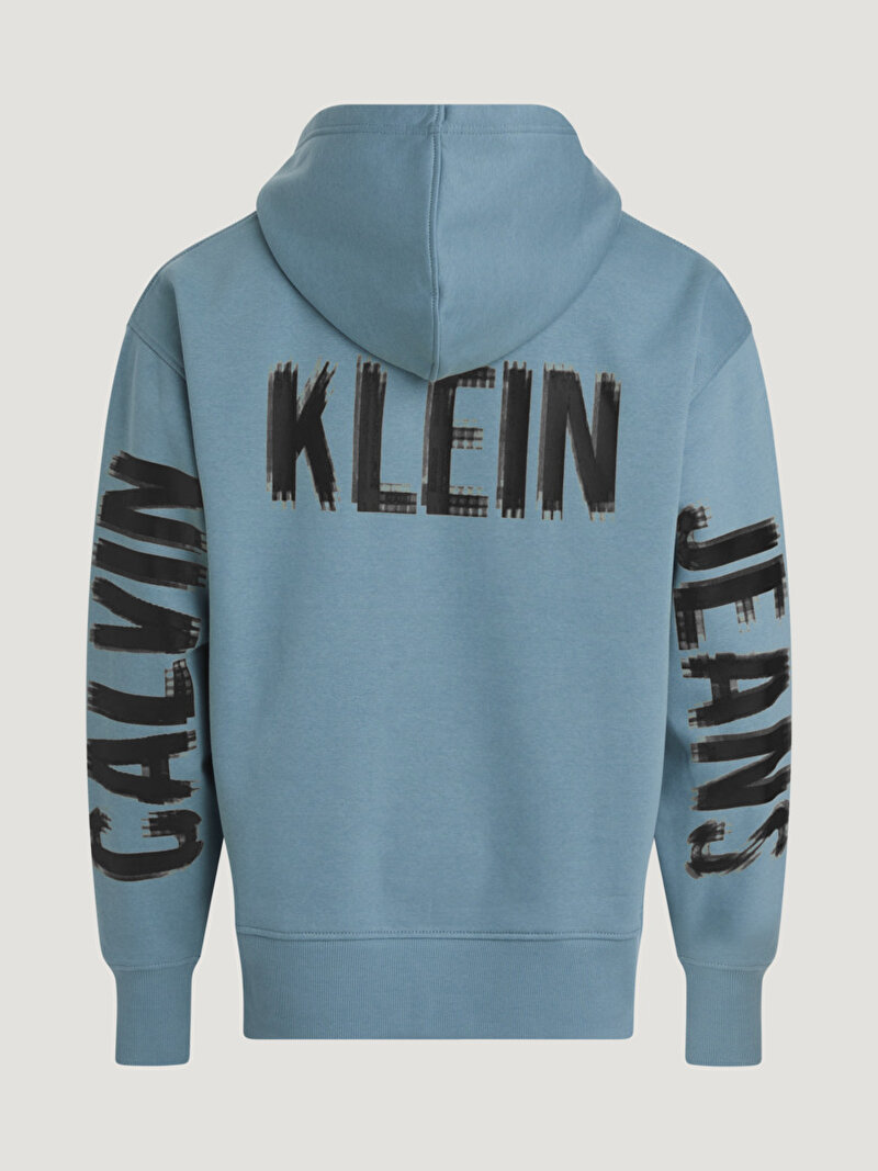 Calvin Klein Mavi Renkli Erkek Illusion Logo Hoodie Sweatshirt