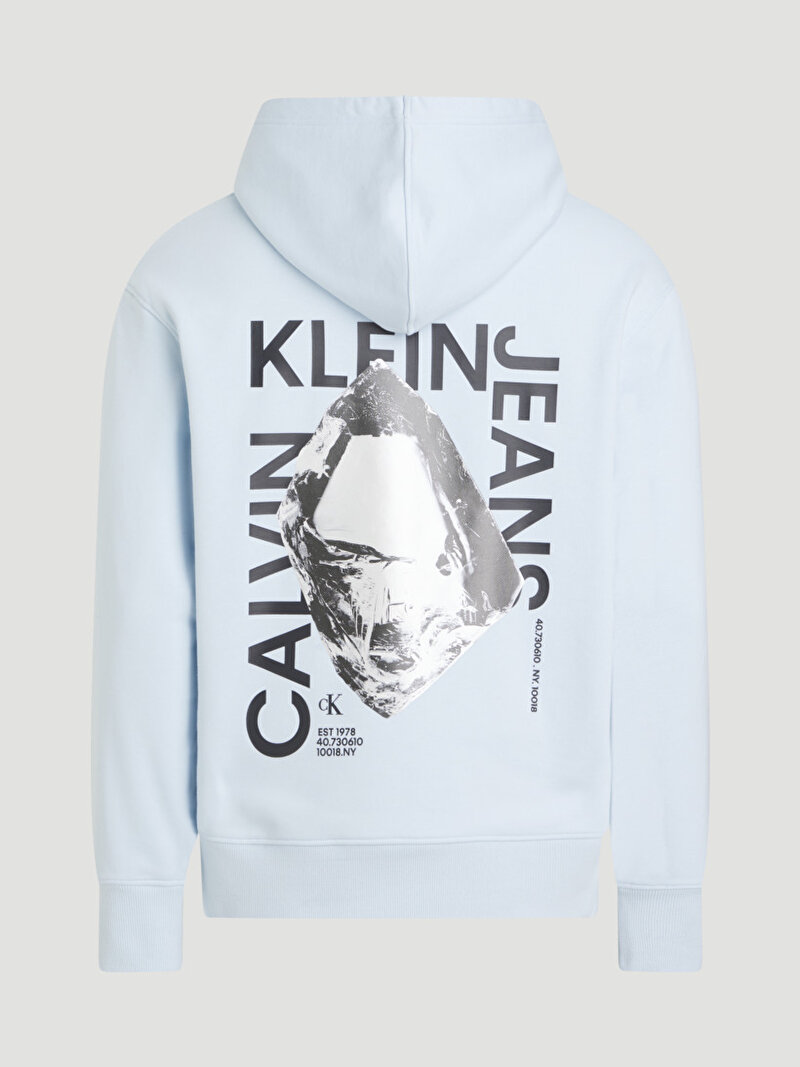 Calvin Klein Mavi Renkli Erkek Stacked Modern Metal Sweatshirt