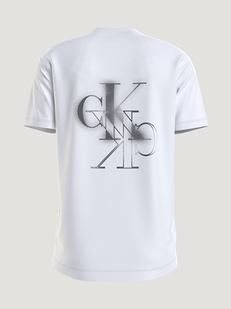 Calvin Klein Beyaz Renkli Erkek Mirrored Ck Logo T-Shirt