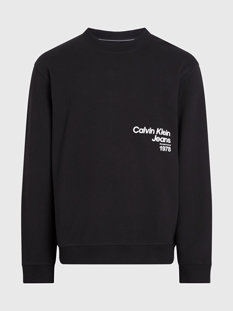 Calvin Klein Siyah Renkli Erkek Diffused Logo Sweatshirt