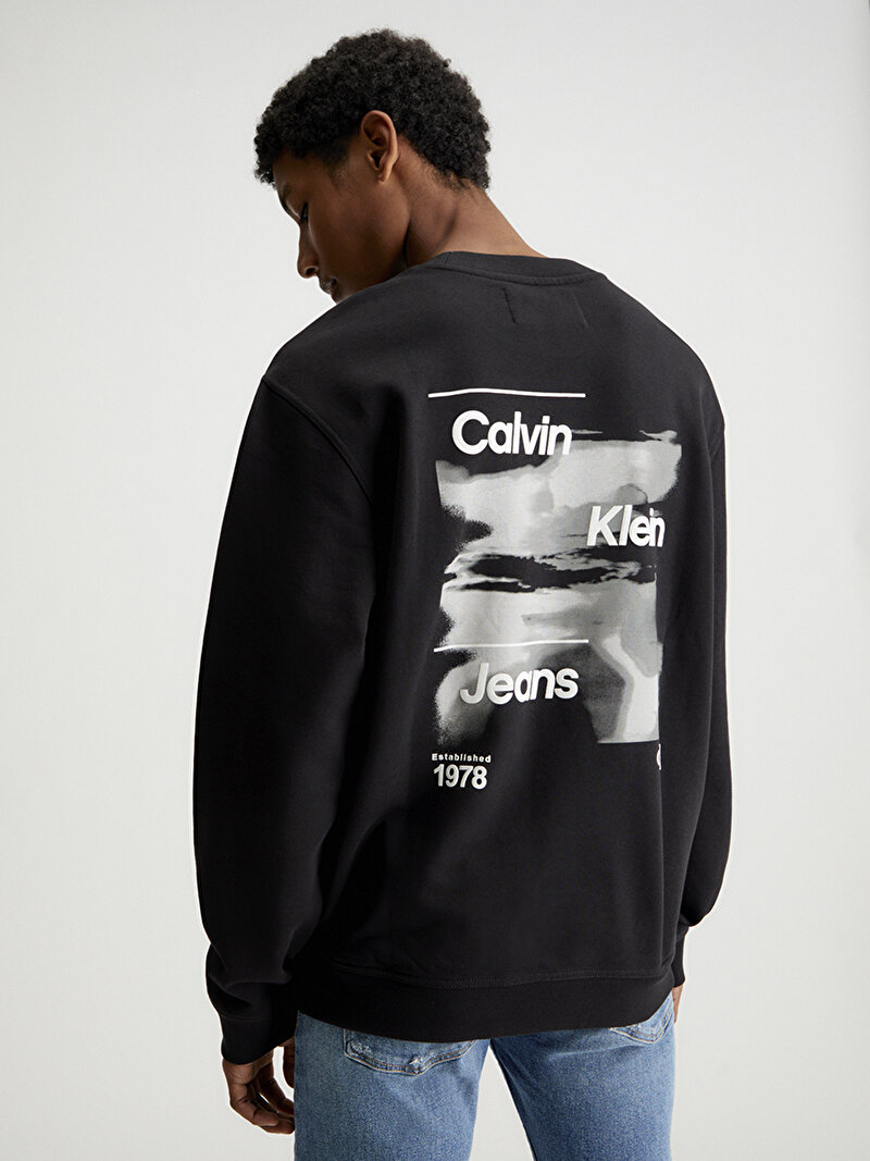 Calvin Klein Siyah Renkli Erkek Diffused Logo Sweatshirt