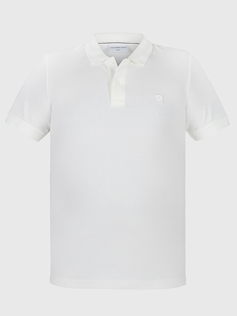 Calvin Klein Ekru Renkli Erkek Ck Embro Badge Slim Polo T-Shirt