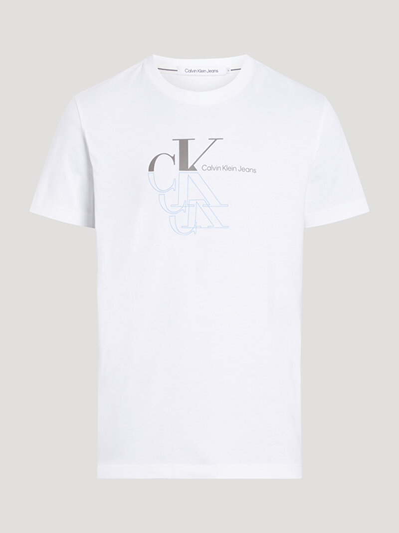 Calvin Klein Beyaz Renkli Erkek Monogram T-Shirt