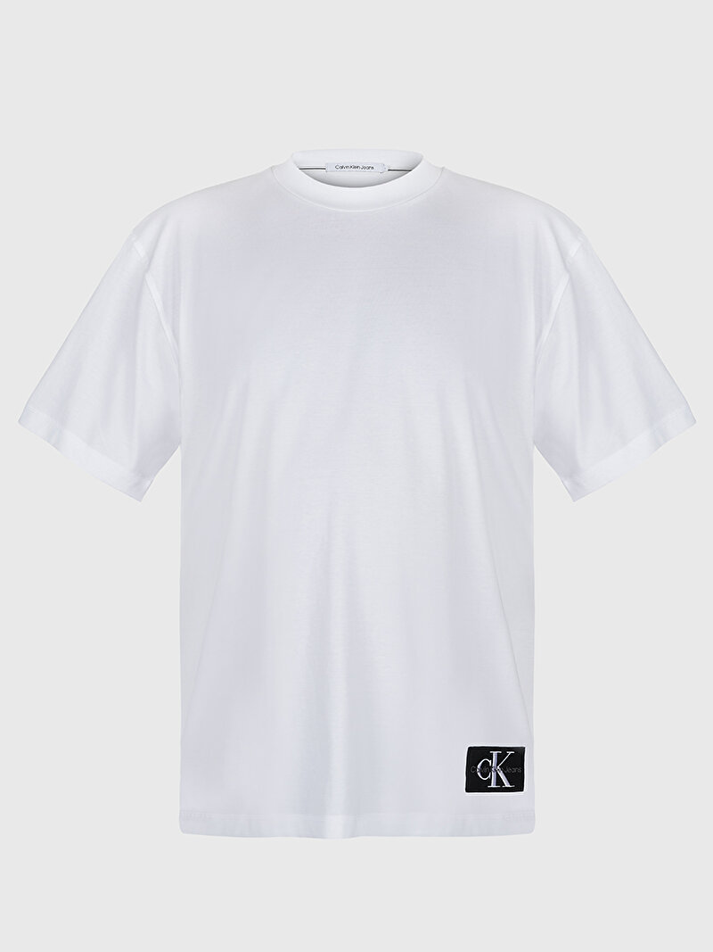 Calvin Klein Beyaz Renkli Erkek Badge Relaxed T-Shirt