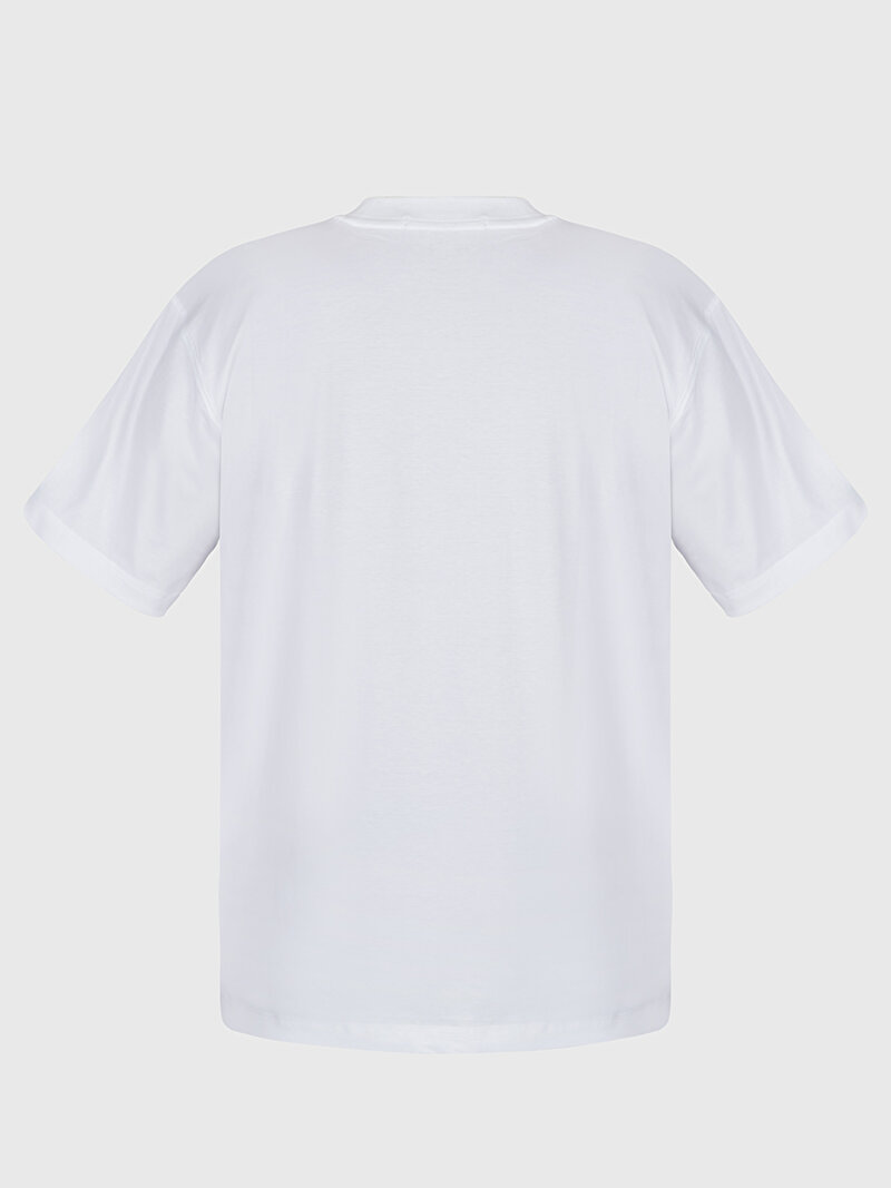 Calvin Klein Beyaz Renkli Erkek Badge Relaxed T-Shirt