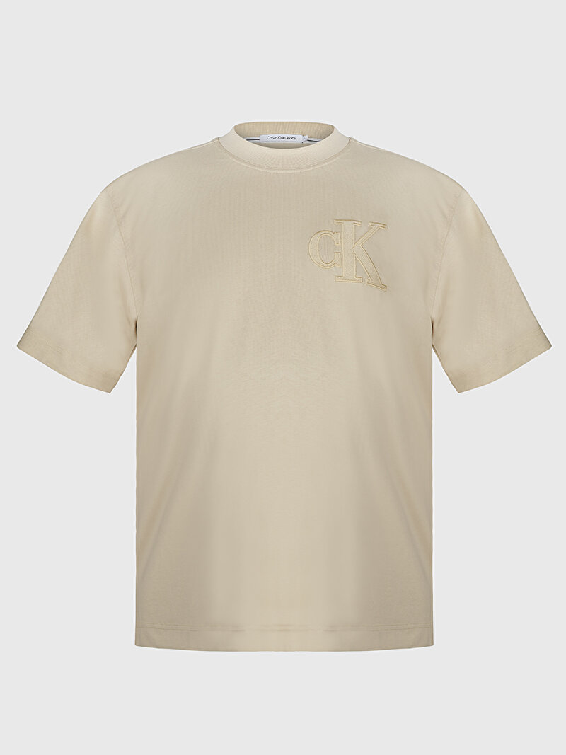 Calvin Klein Bej Renkli Erkek Ck Applique T-Shirt