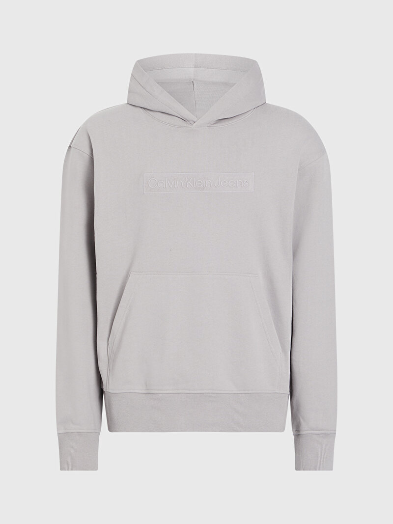 Calvin Klein Gri Renkli Erkek Embroidered Box Hoodie