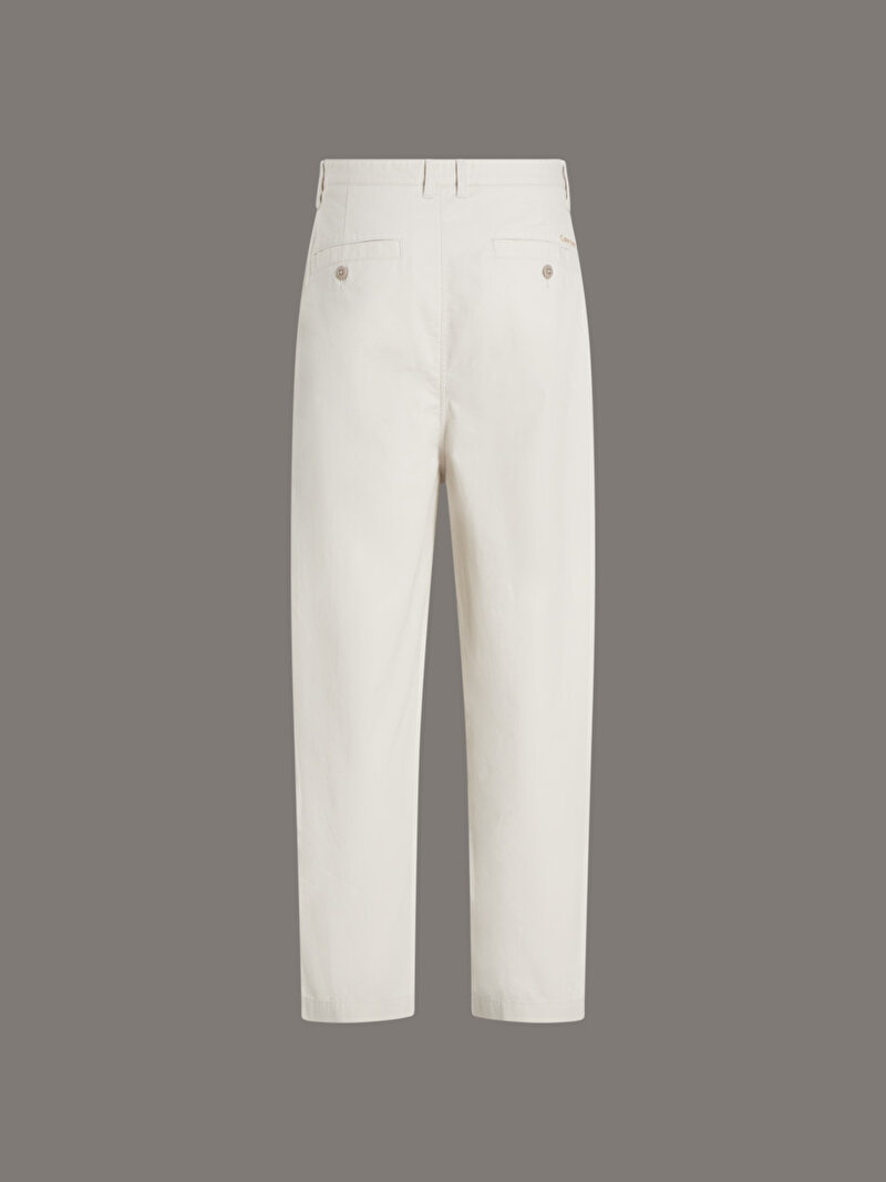 Calvin Klein Bej Renkli Erkek Cropped Pleated Pantolon