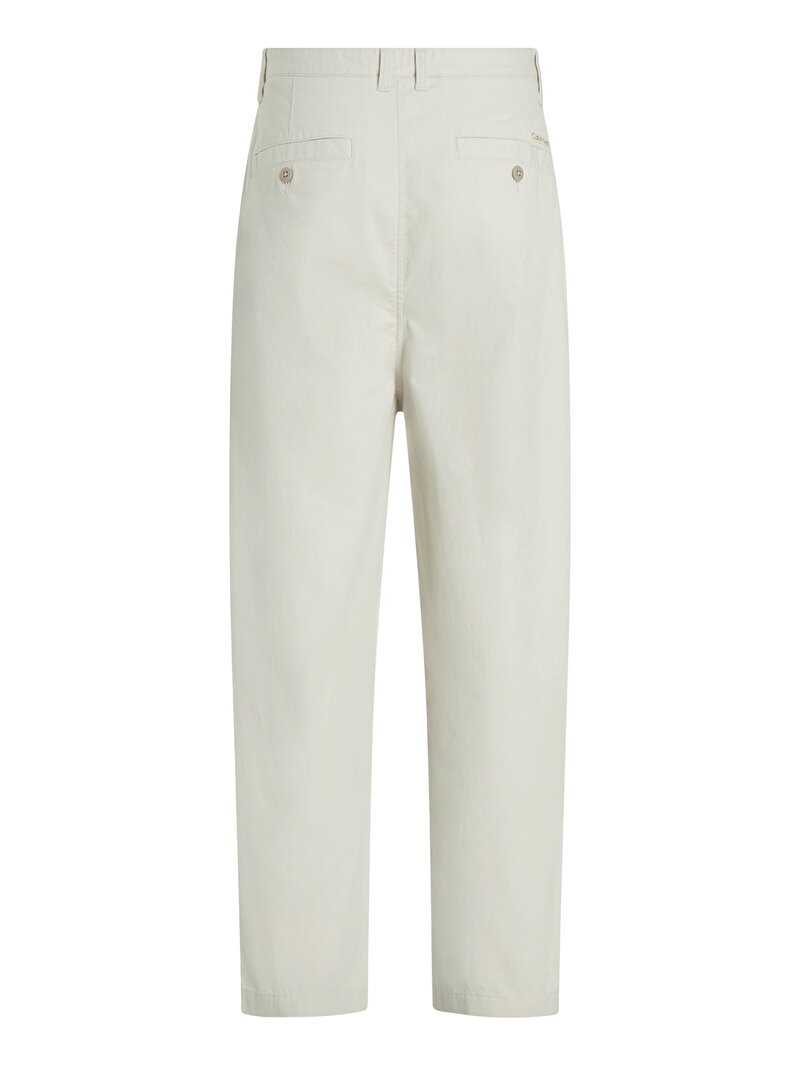 Calvin Klein Bej Renkli Erkek Cropped Pleated Pantolon