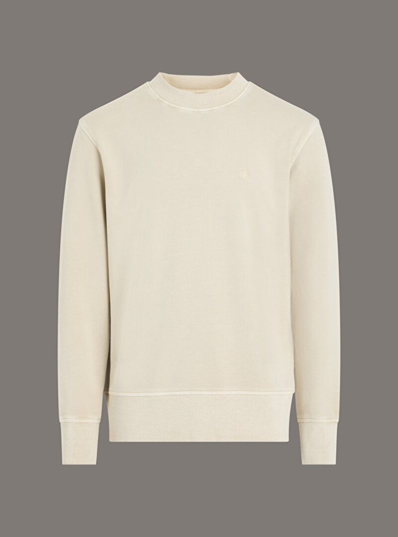 Calvin Klein Bej Renkli Erkek Bold Washed Applique Sweatshirt