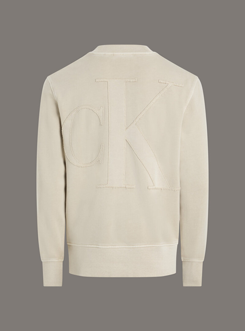 Calvin Klein Bej Renkli Erkek Bold Washed Applique Sweatshirt
