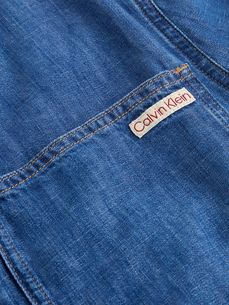 Calvin Klein Mavi Renkli Erkek Linen Cotton Regular Gömlek