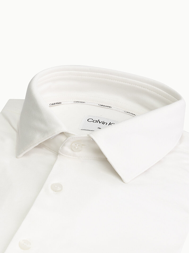 Calvin Klein Beyaz Renkli Erkek Smooth Cotton Solid Gömlek
