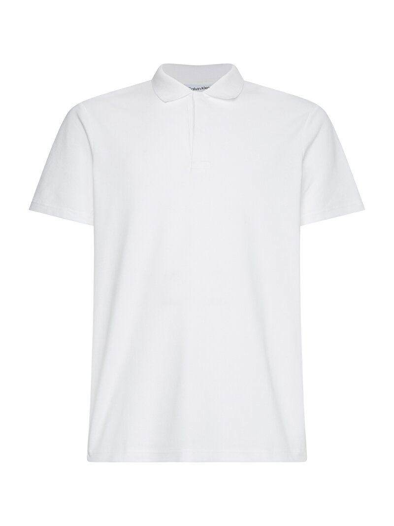 Calvin Klein Beyaz Renkli Erkek Elevated Logo Tape Polo Yaka T-Shirt