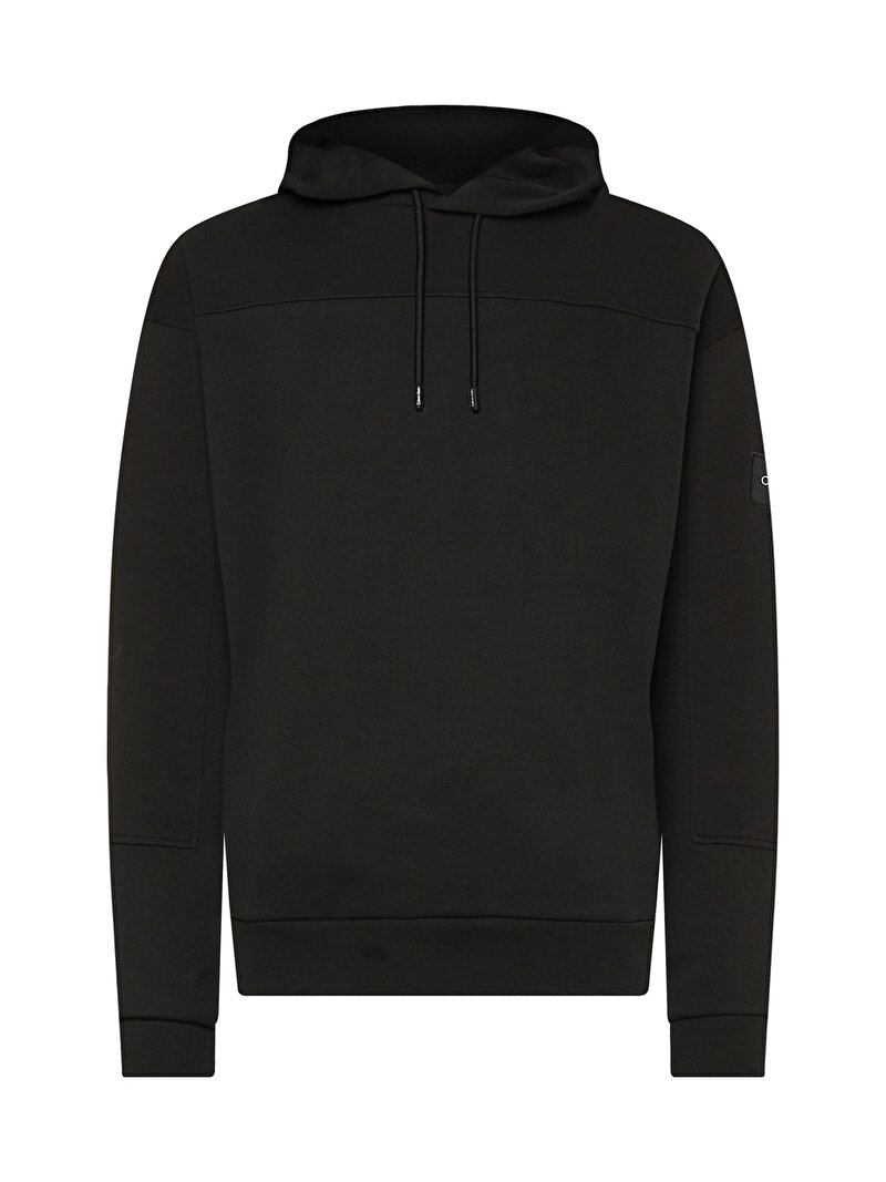 Calvin Klein Siyah Renkli Erkek Pique Interlock Comfort Sweatshirt