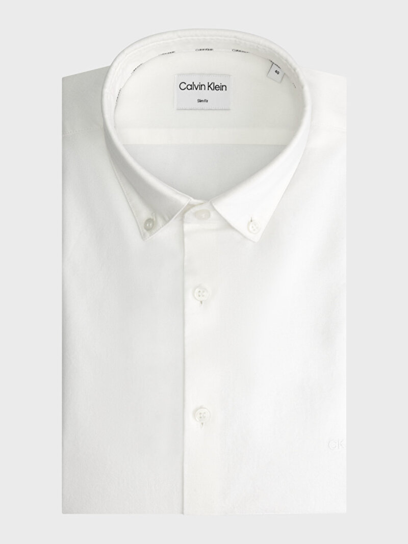 Calvin Klein Beyaz Renkli Erkek Washed Oxford Solid Gömlek