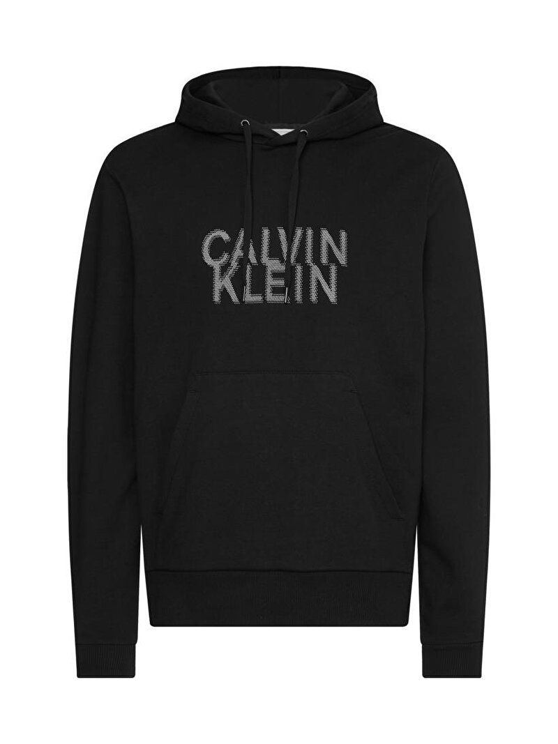 Calvin Klein Siyah Renkli Erkek Distorted Logo Hoodie Sweatshirt
