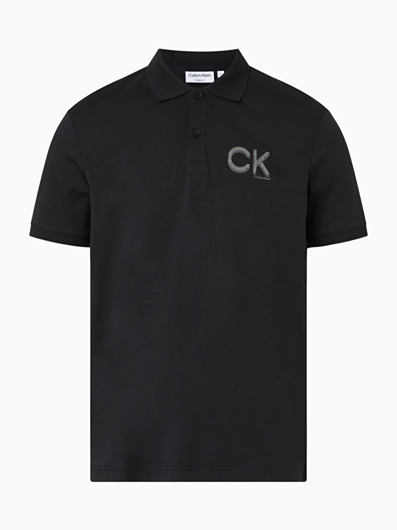 Calvin Klein Siyah Renkli Erkek Striped Chest Logo Polo Yaka T-Shirt
