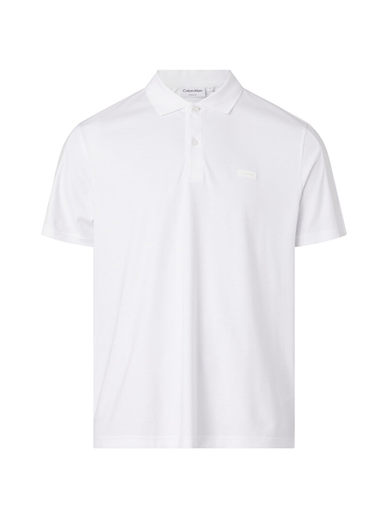 Calvin Klein Beyaz Renkli Erkek Logo Tape Comfort Polo T-Shirt