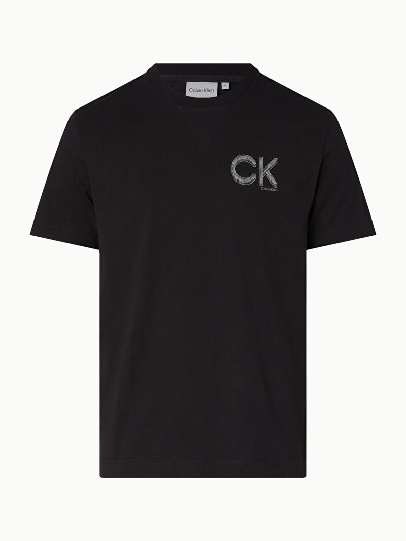 Calvin Klein Siyah Renkli Erkek Striped Chest Logo T-Shirt