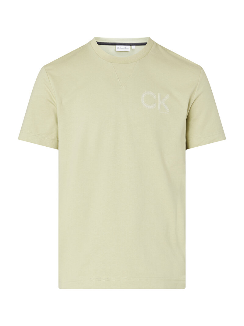 Calvin Klein Yeşil Renkli Erkek Striped Chest Logo T-Shirt