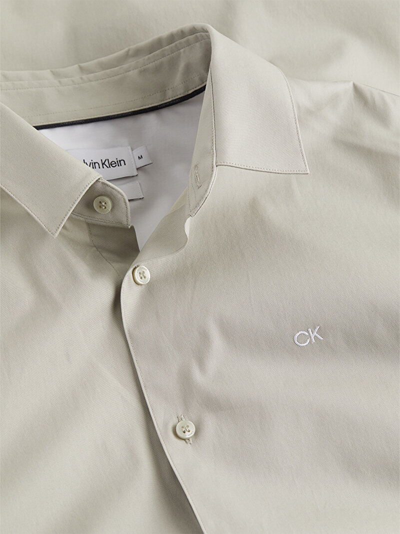 Calvin Klein Gri Renkli Erkek Poplin Stretch Slim Gömlek