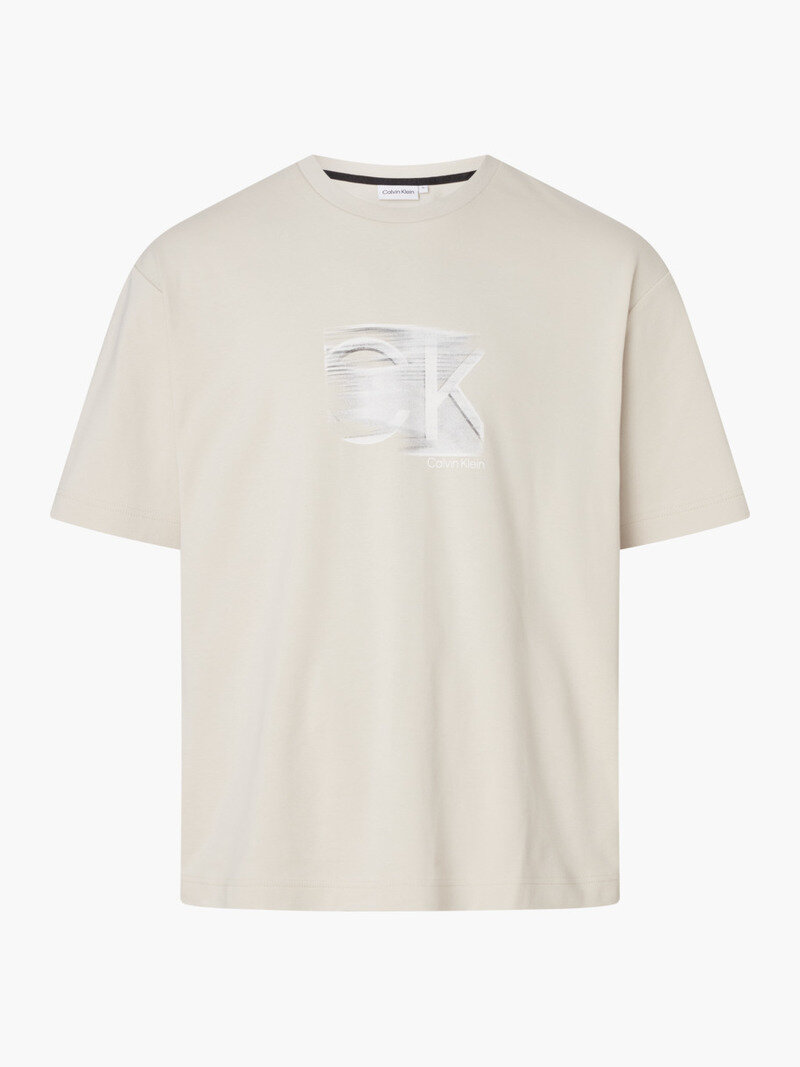 Calvin Klein Bej Renkli Erkek Motion Logo Modern T-Shirt