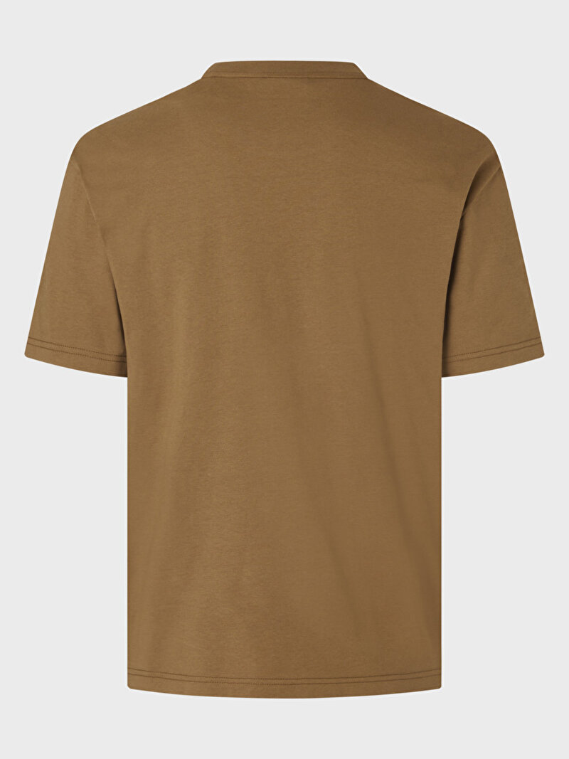 Calvin Klein Kahverengi Renkli Erkek Camo Raised Box Logo T-Shirt