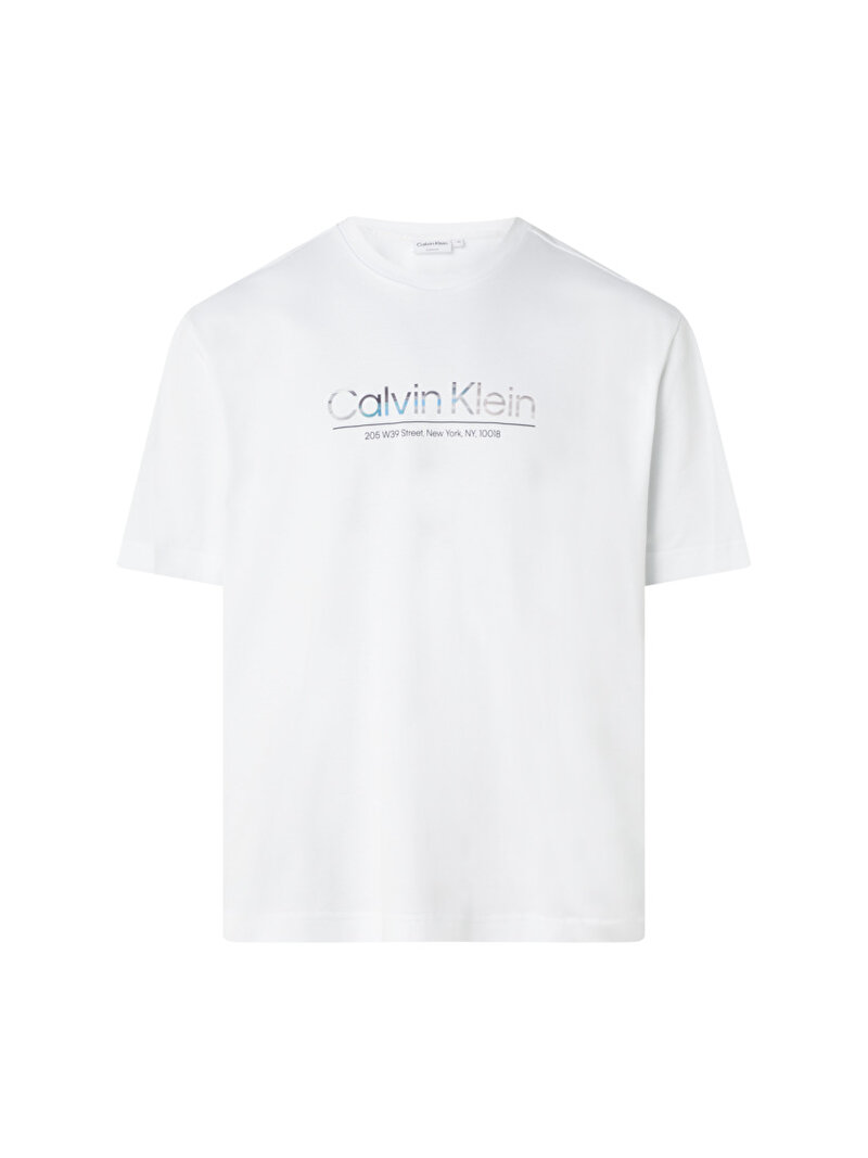 Calvin Klein Beyaz Renkli Erkek Glitch Logo Modern T-Shirt