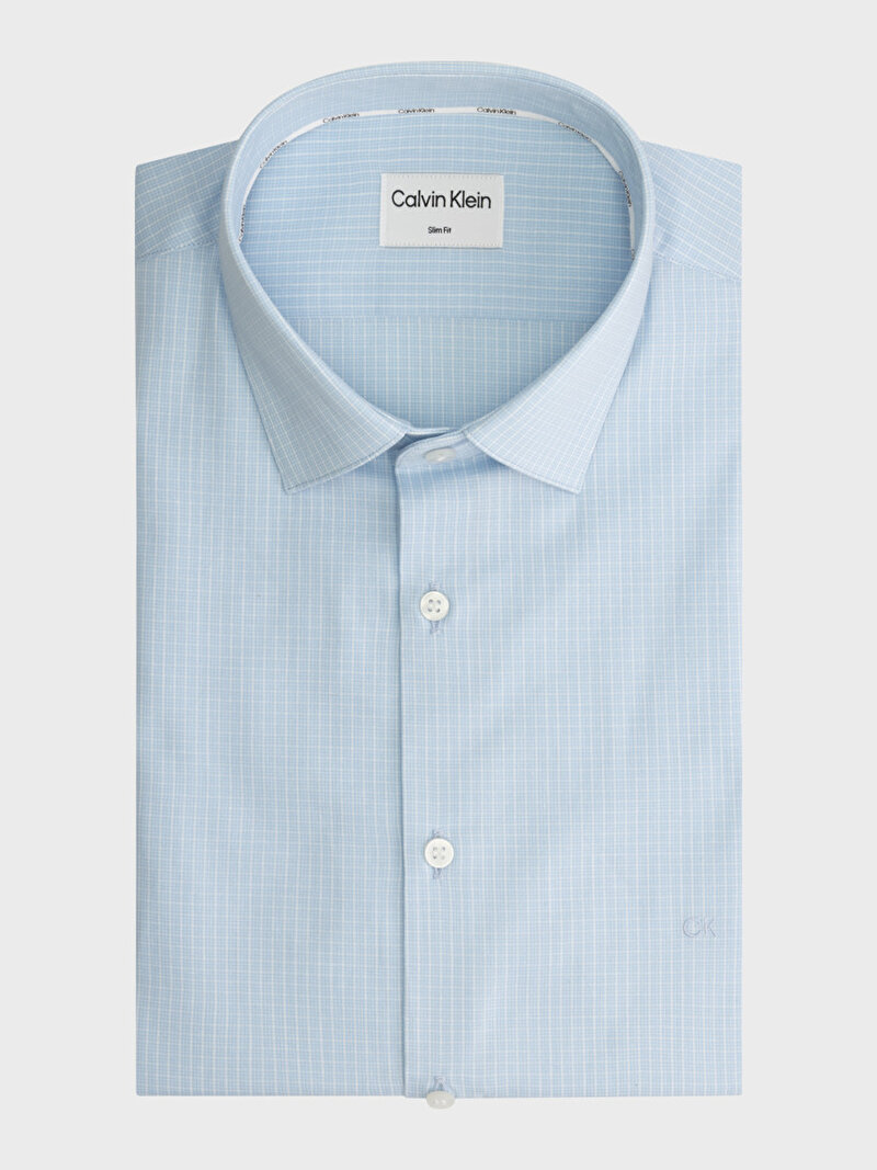 Calvin Klein Mavi Renkli Erkek Chambray Check Slim Gömlek