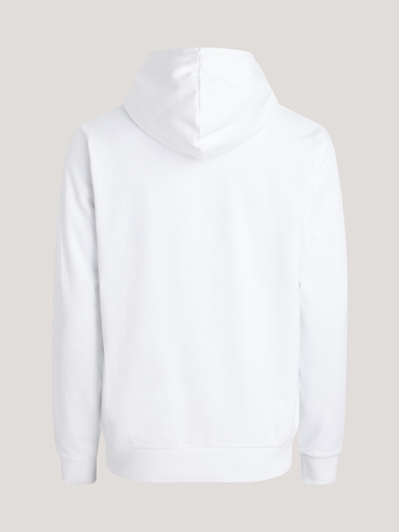 Calvin Klein Beyaz Renkli Erkek Raised Rubber Logo Hoodie Sweatshirt
