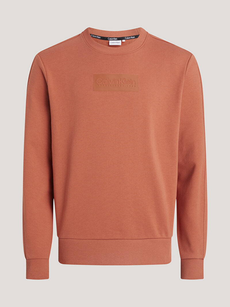 Calvin Klein Turuncu Renkli Erkek Raised Rubber Logo Sweatshirt