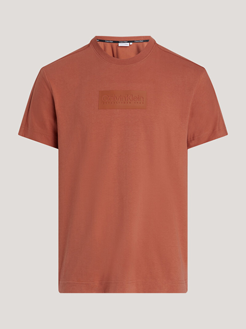 Calvin Klein Turuncu Renkli Erkek Raised Rubber Logo T-Shirt