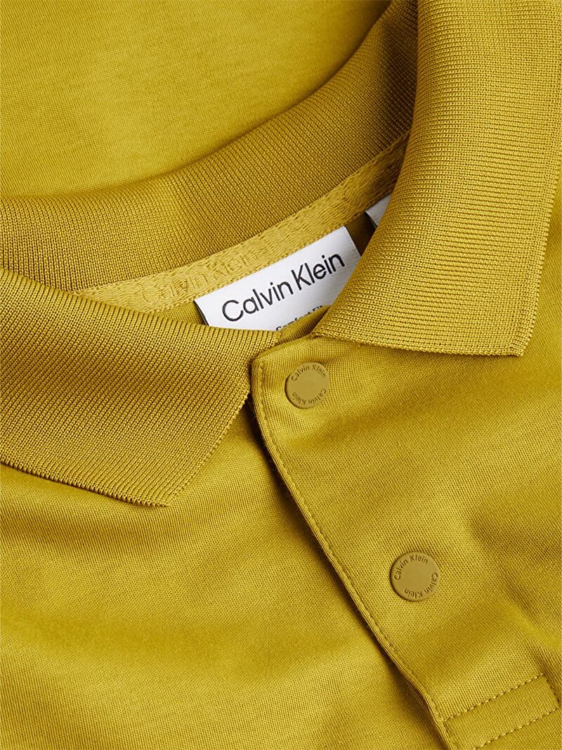 Calvin Klein Sarı Renkli Erkek Raised Logo Tape Polo T-Shirt