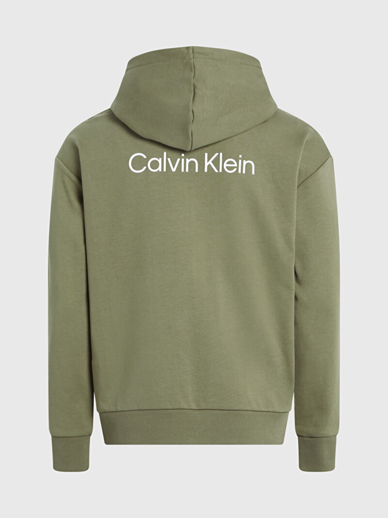 Calvin Klein Haki Renkli Erkek Hero Logo Fermuarlı Sweatshirt