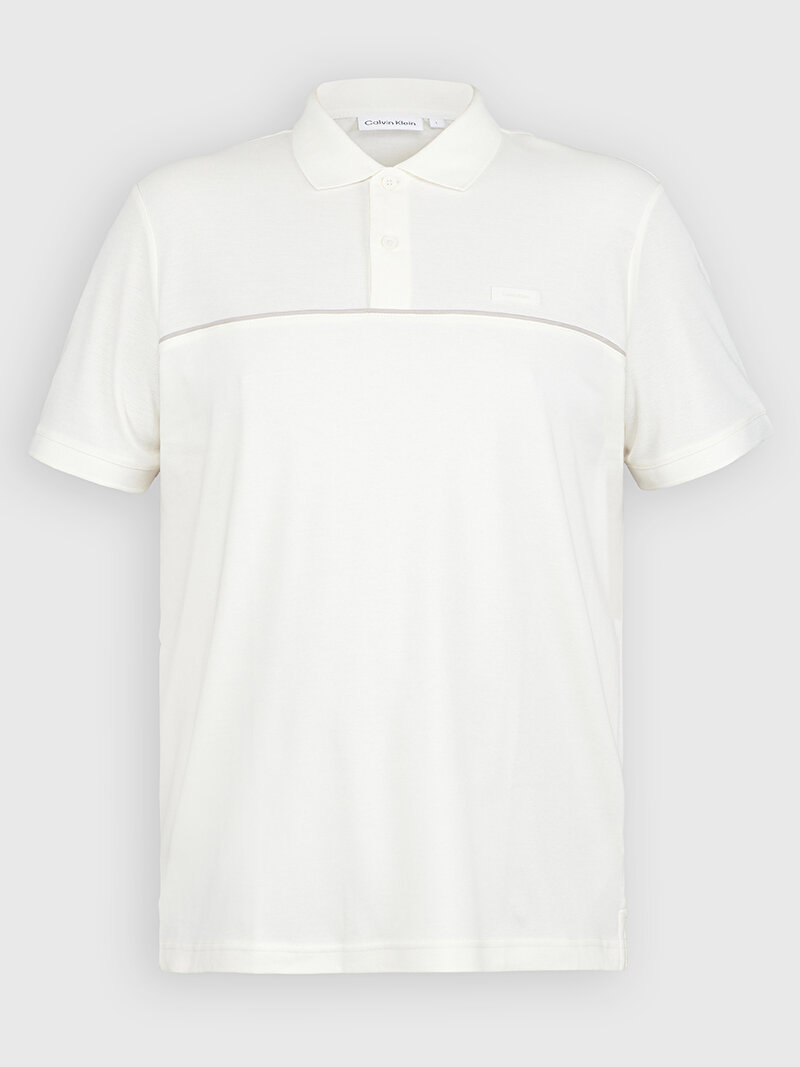Calvin Klein Ekru Renkli Erkek Texture Mix Piping Polo T-Shirt