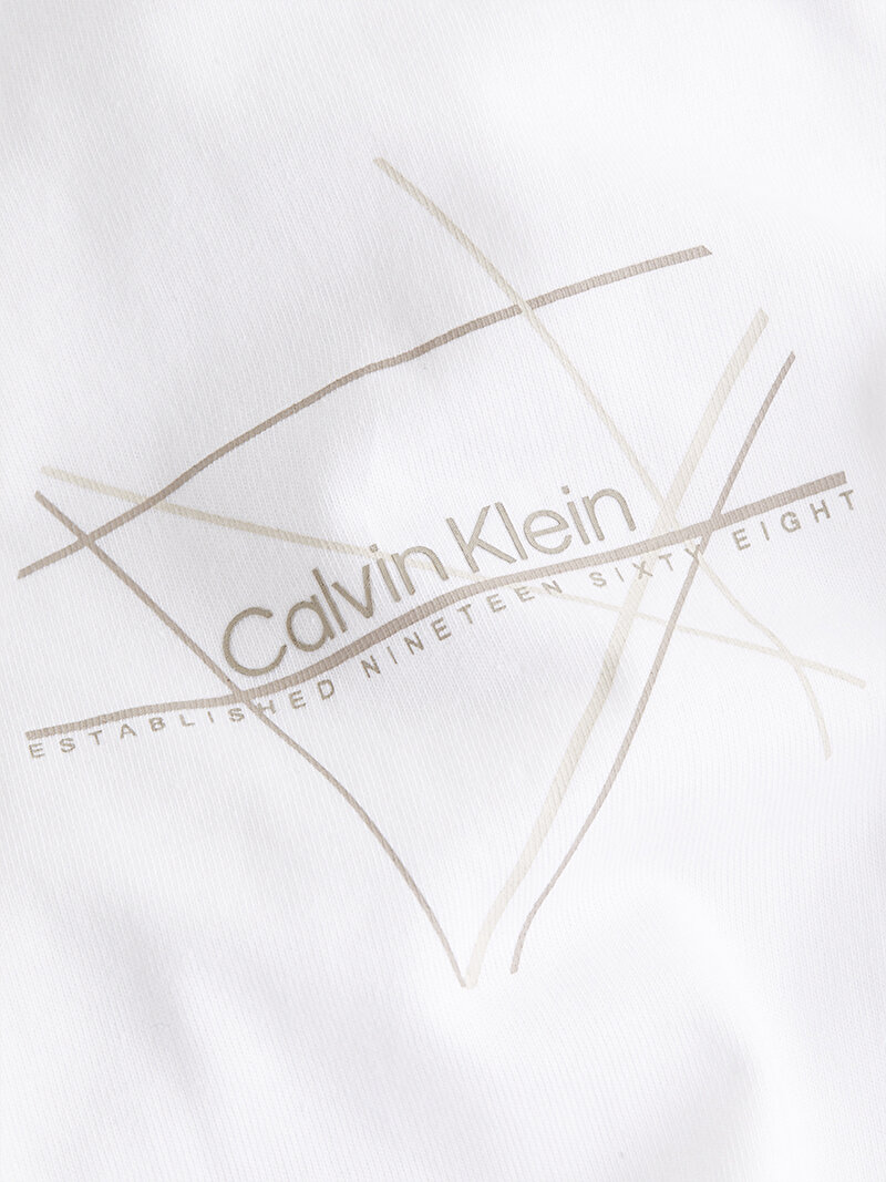 Calvin Klein Beyaz Renkli Erkek Linear Chest Graphic T-Shirt
