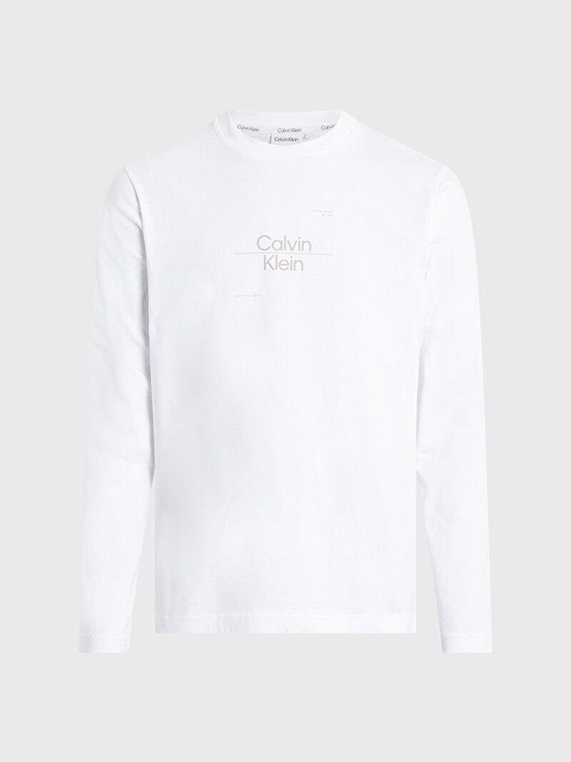 Calvin Klein Beyaz Renkli Erkek Optic Line Logo T-Shirt