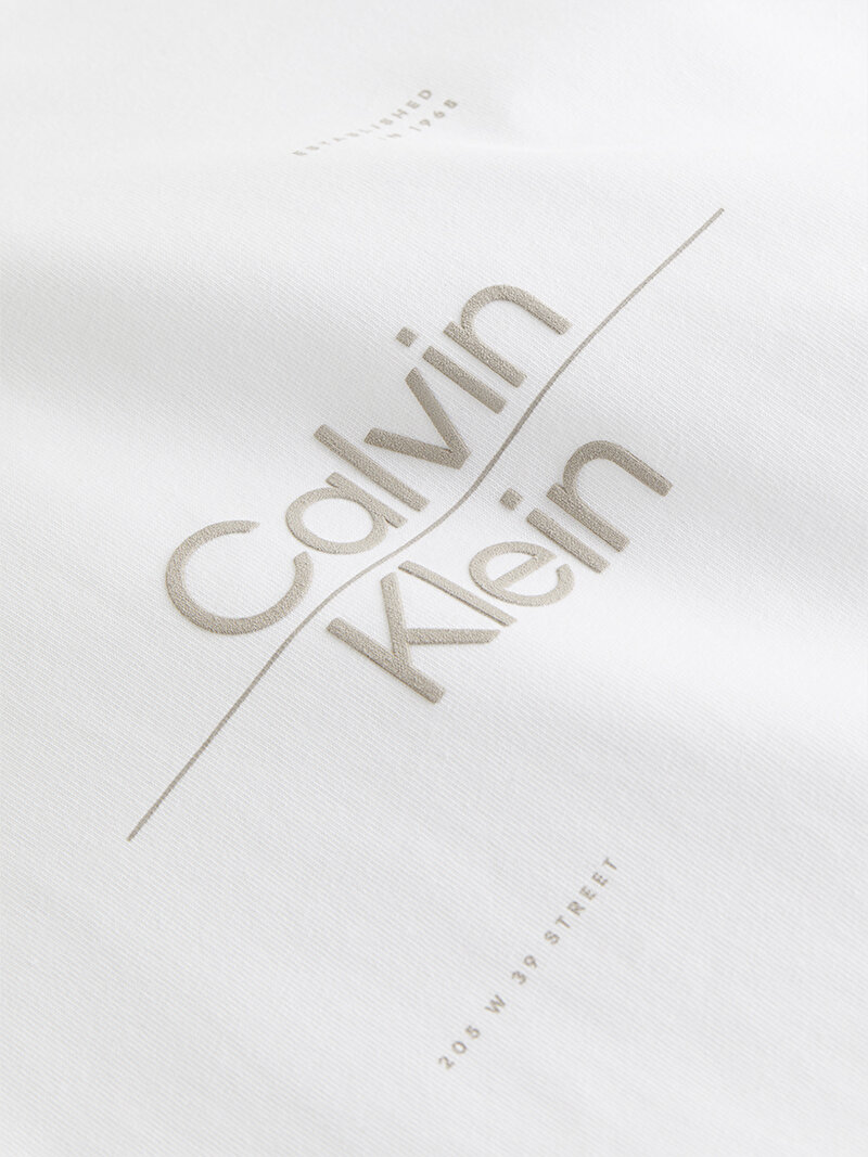 Calvin Klein Beyaz Renkli Erkek Optic Line Logo T-Shirt
