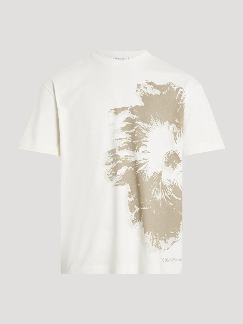 Calvin Klein Ekru Renkli Erkek Night Flower Graphic T-Shirt