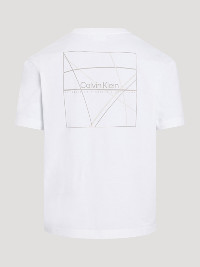 Calvin Klein Beyaz Renkli Erkek Linear Back Graphic T-Shirt