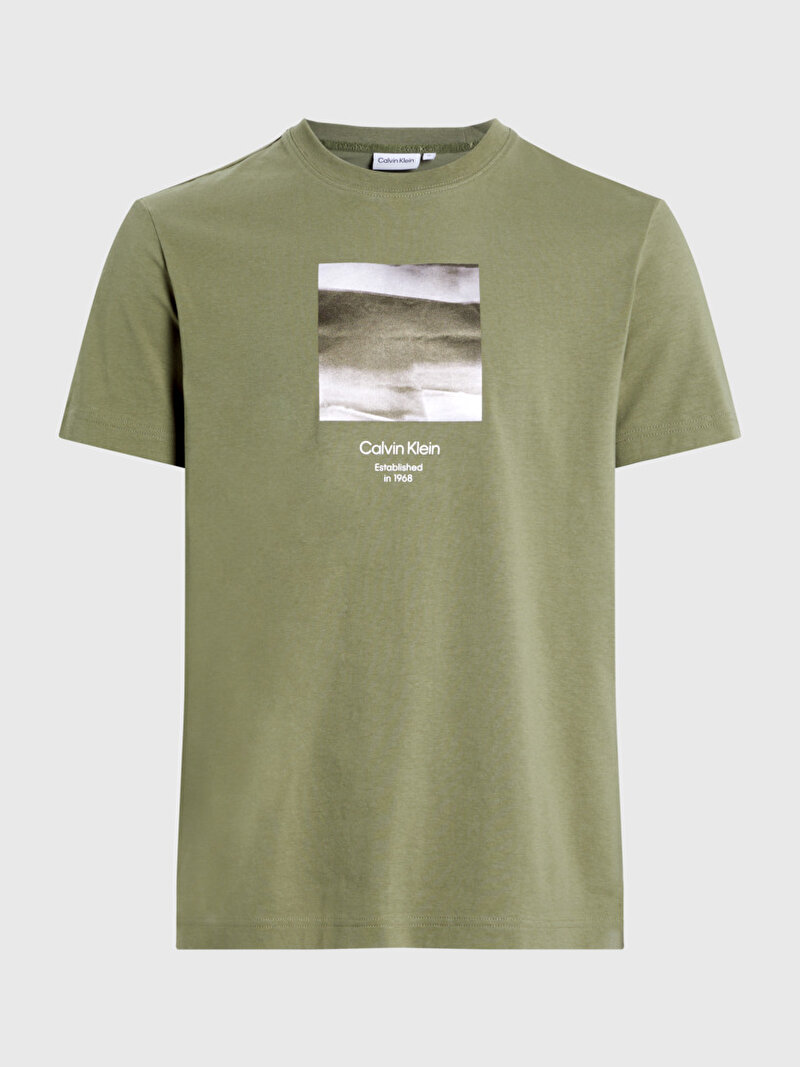 Calvin Klein Haki Renkli Erkek Diffused Graphic T-Shirt
