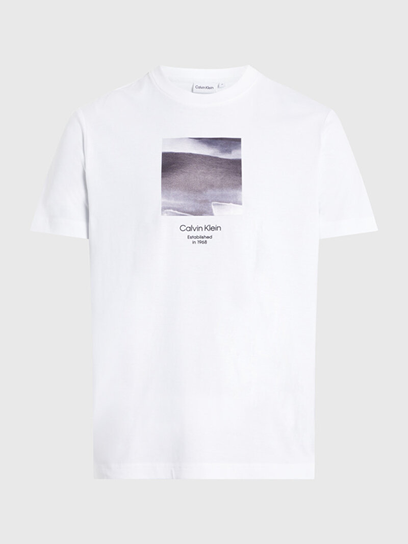 Calvin Klein Beyaz Renkli Erkek Diffused Graphic T-Shirt