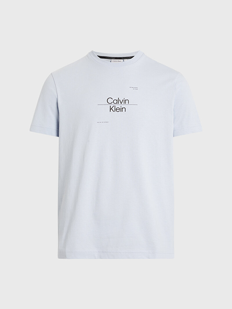 Calvin Klein Mavi Renkli Erkek Optic Line Logo T-Shirt