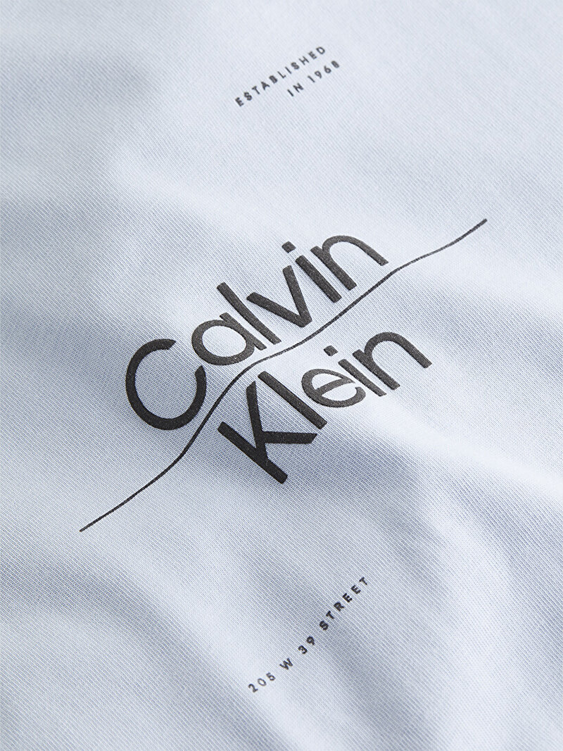 Calvin Klein Mavi Renkli Erkek Optic Line Logo T-Shirt