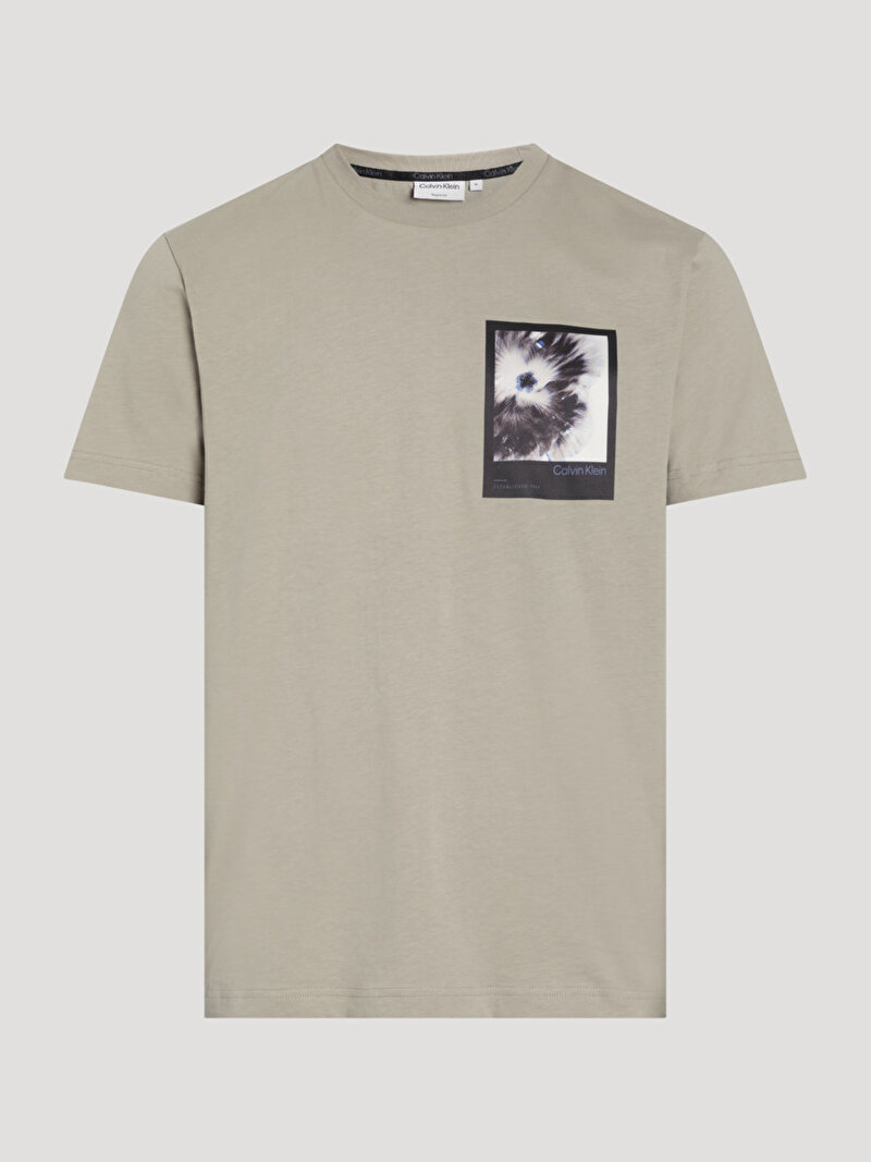 Calvin Klein Bej Renkli Erkek Framed Flower Graphic T-Shirt