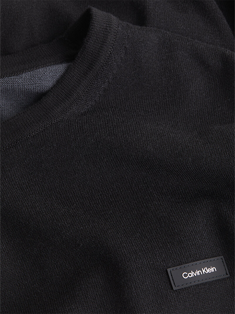 Calvin Klein Siyah Renkli Erkek Cotton Silk Blend Kazak