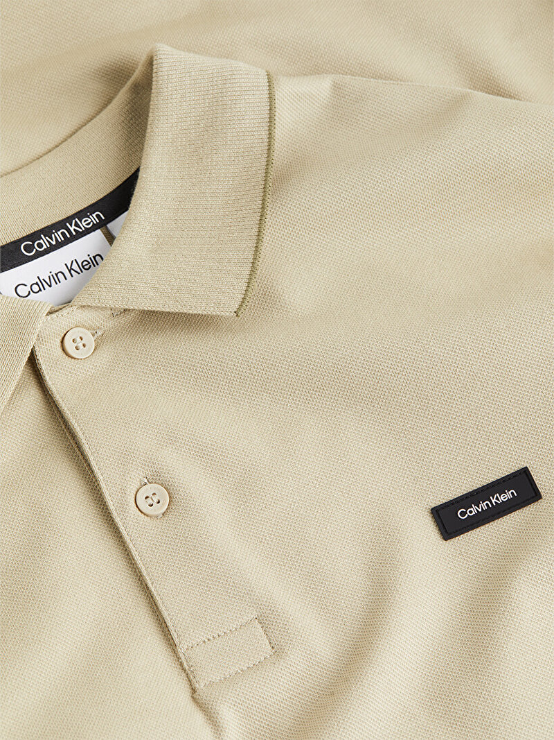 Calvin Klein Bej Renkli Erkek Stretch Pique Polo T-Shirt