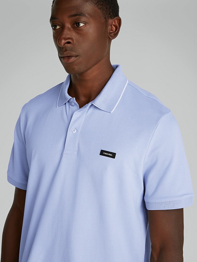 Calvin Klein Mavi Renkli Erkek Liquid Touch Welt Polo T-shirt