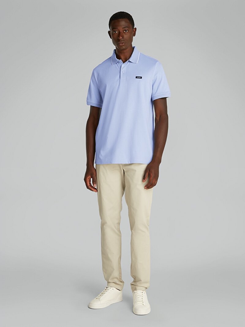 Calvin Klein Mavi Renkli Erkek Liquid Touch Welt Polo T-shirt